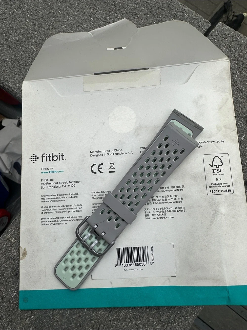 fitbit Gray Sport Band with Mint Accent